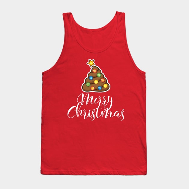 Merry Christmas Poop Emoji Christmas Tree Tank Top by RobiMerch